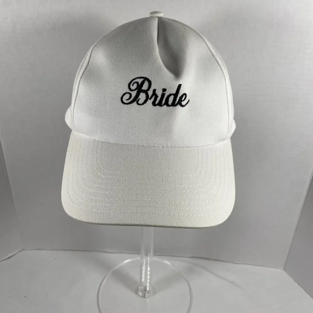 Bride White Black Embroidered Wedding Bachelorette Adjustable Baseball Hat
